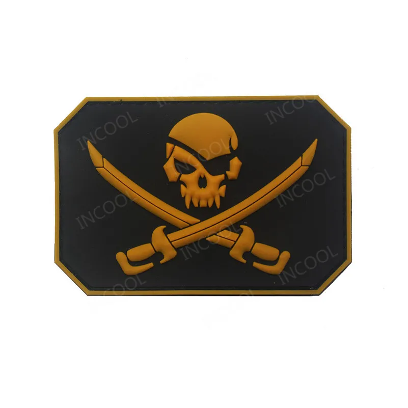 Пиратский череп нашивки 3D ПВХ тактическая, боевая, милитари нашивка с надписью резиновый флаг байкерские нашивки на фиксаторе для рюкзак для одежды сумки
