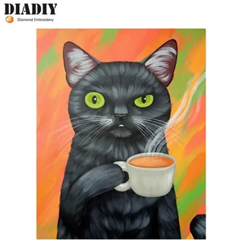 

Full Drill Square Diamond 5D DIY Diamond Painting"Coffee cats"Diamond Embroidery Cross Stitch Rhinestone Mosaic Painting