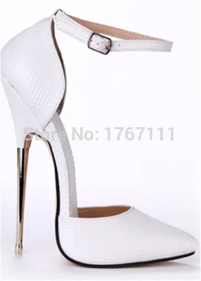 

summer newest 16cm metal high heel sheos T-stage show ankle strap buckle pattern pumps pointed toe heels ladies drop ship