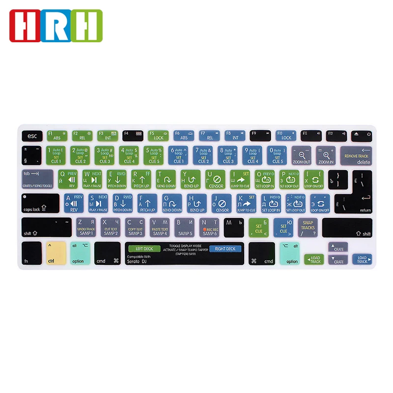 HRH Serato DJ русская функциональная силиконовая клавиатура с горячими клавишами для MacBook Air Pro retina 13 "15" ЕС/США Защита клавиатуры