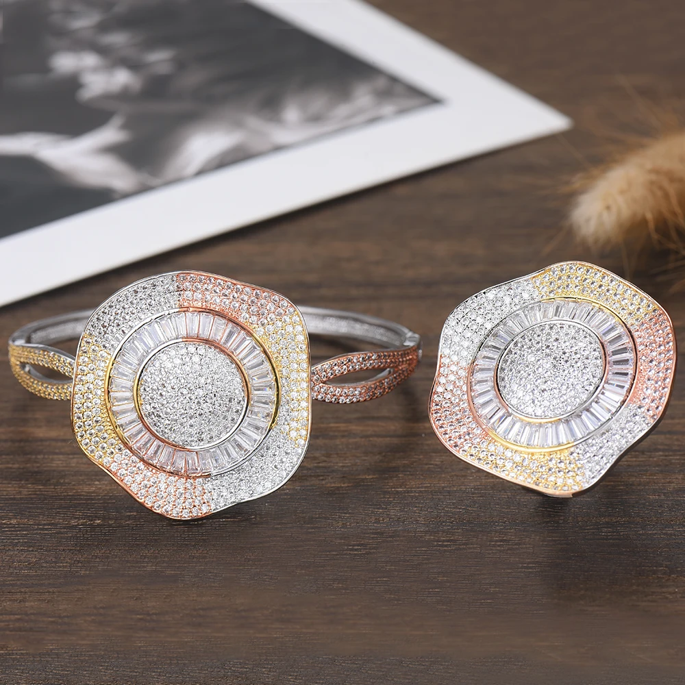 GODKI Luxury Disco Ball African Bangle Ring Set Fashion Jewelry Sets For Women Wedding Engagement brincos para as mulheres 2018