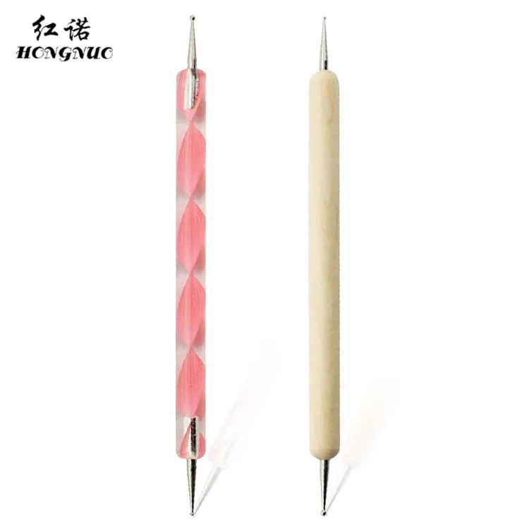 1 ШТ. 2Way Marbleizing Расставить Маникюрные Инструменты Живопись Pen Nail Art Paint Случайных