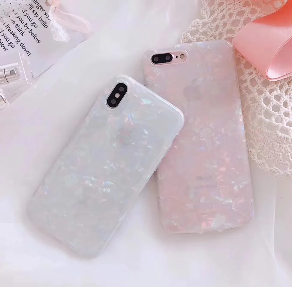 Фольга Bling блестка телефон чехлы для iphone х чехол 6 S 7 8 Plus Чехлы белый раковину