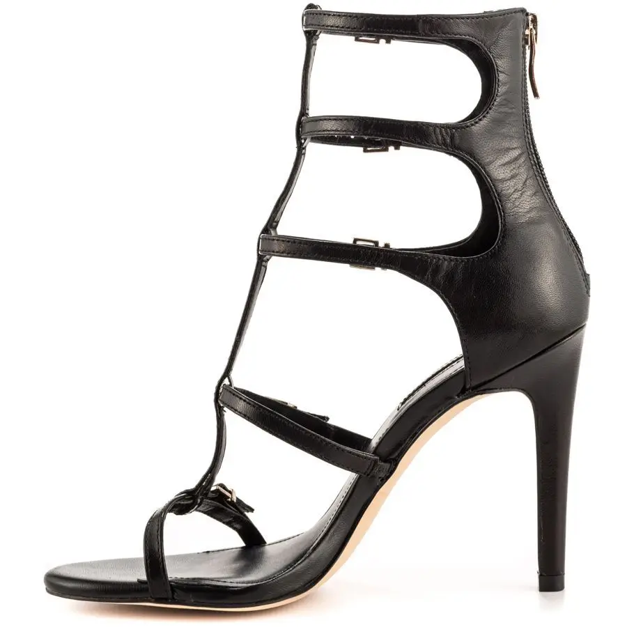 

Black Gladiator Ankle High Women Sandal Open Toe High Heels Back Zip Ladies Shoes Fashion Pole Dance Shoes 2015 Made-to-order
