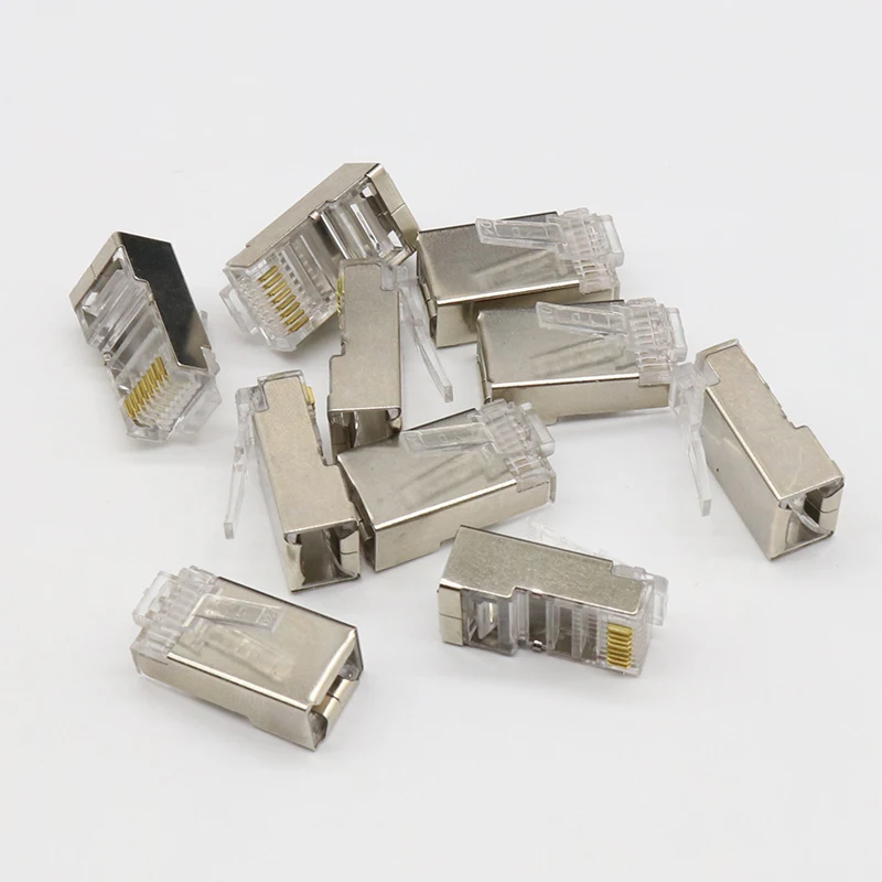 50 шт. rj45 разъем cat6 экранированные сетевые разъемы 8p8c клеммы для stp ethernet Кабельные