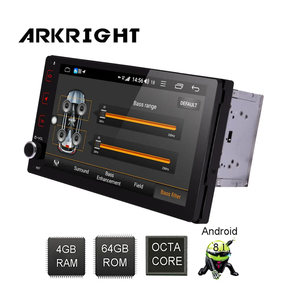 Автомагнитола ARKRIGHT 9 '' 4 + 64 ГБ Android 8 1 GPS для Toyota Corolla 2017 2018 IPS экран