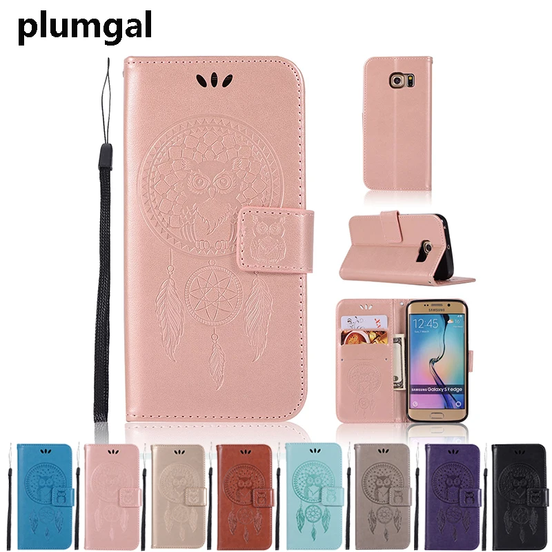 

Plumgal PU leather Wallet Case For Sumsung Galaxy S7edge s7 owl Luxury Flip Phone Cover shell For Galaxy s6edge s6 note8 Case