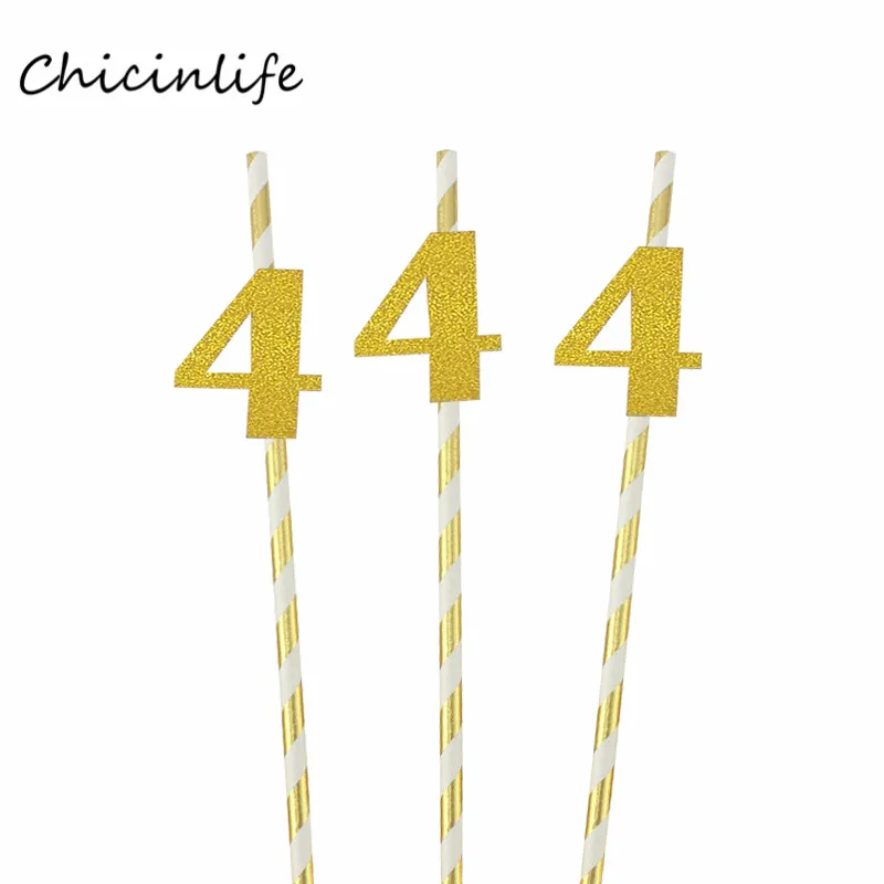 Chicinlife 10 шт. бумажные соломинки с 1 2 3 4 5 6 й день рождения украшение для вечеринки Baby