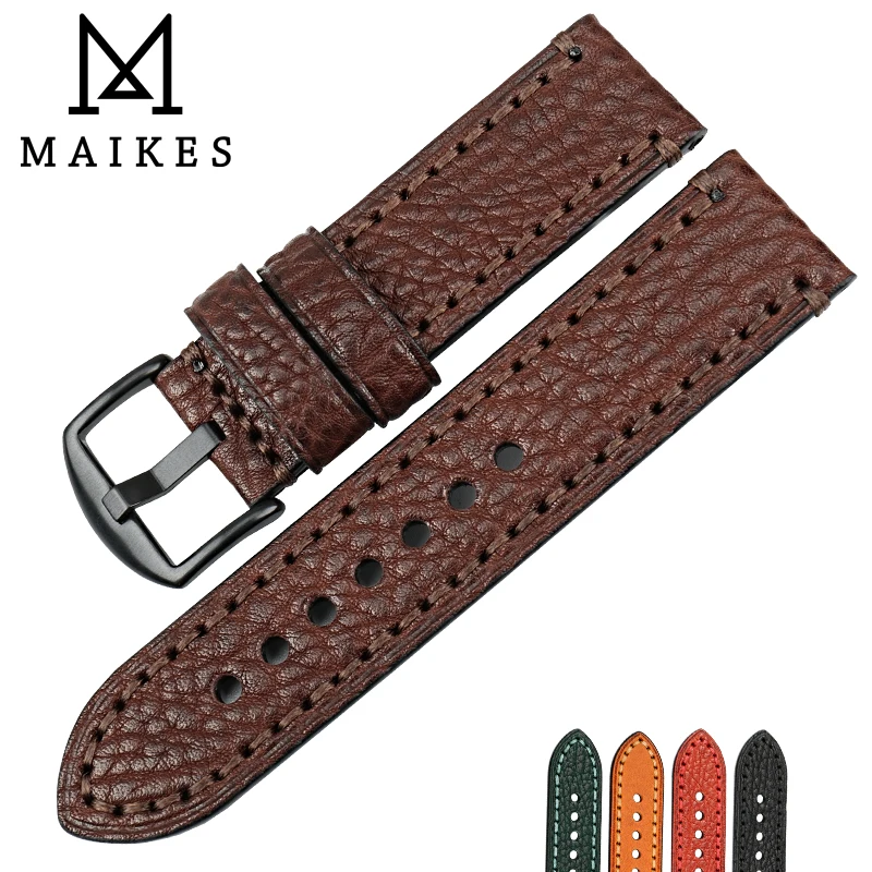Ремешок для часов MAIKES коричневый ремешок из натуральной кожи мужчин 20 мм 22 24 26