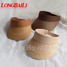 LongBaiLi Летние повседневные Простые высококачественные соломенные из пальмового волокна козырек шапки для женщин женские солнцезащитные пляжные шляпы SWDS081