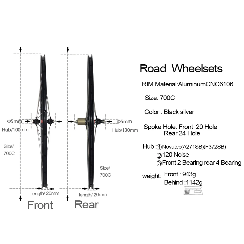 BXT 700C V-brake alloy wheels NO carbon road bicycle aluminium clincher road wheelset novatec hub chinese bicycle wheels