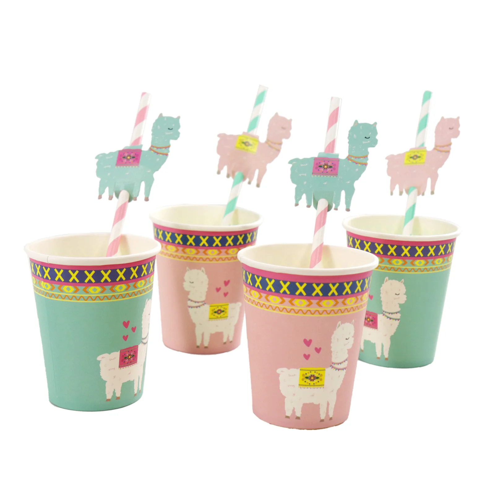 Alpaca tableware Birthday Party Decor Llama Paper Plates Cups Napkins Cake Topper for Kids Happy Birthday Party Decor Supplies