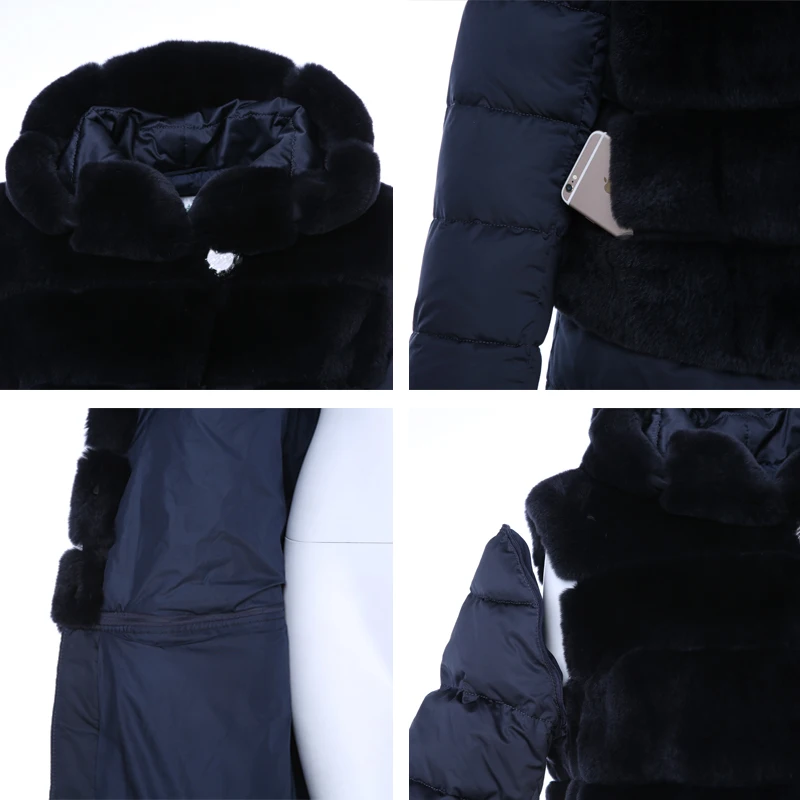 Blue autumn and winter women real fur rex rabbit jacket Fashion style rex rabbit fur coat Down jacket style fur Blue autumn and winter women real fur rex rabbit jacket Fashion style rex rabbit fur coat Down jacket style fur