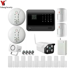 YobangSecurity WiFi Alarm System IOS Android APP Control Home Security Alarm System with IP Camera Smoke Detector Sensor