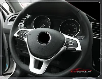 

For Volkswagen T-Roc 2017 2018 Car styling Interior ABS Matte Steering Wheel Button Decoration Cover 1*