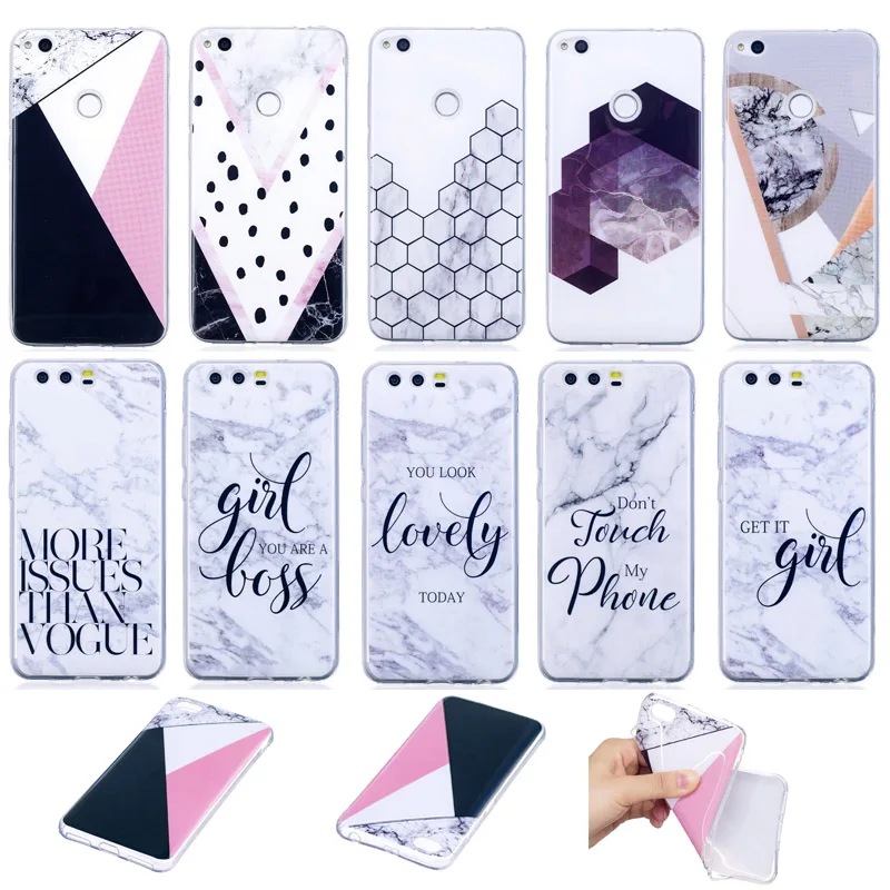 

YiKELO White Marble Soft TPU Case For Huawei P8 Lite 2017 P9 P10 Mini Mate9/10 Y3 Y5 For Honor 8 9 V9 Silicone Back Cover Shell