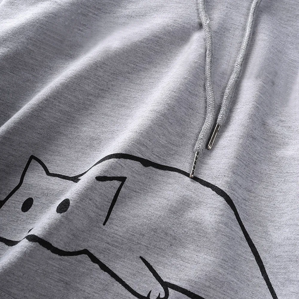 Осенняя модная толстовка с кошачьими ушками Bluza Damska Женская однотонная блузка