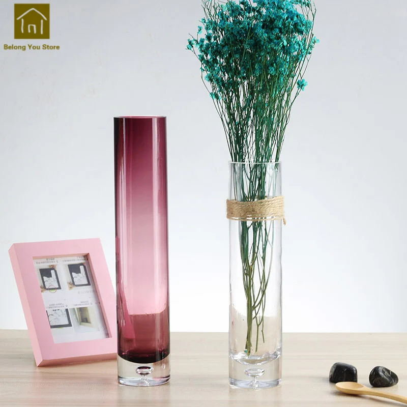 Стеклянная прозрачная ваза стеклянная напольная ваза для дома ВАСО де Планта цилиндрические контейнеры свадебные украшения, аксессуары QAB006