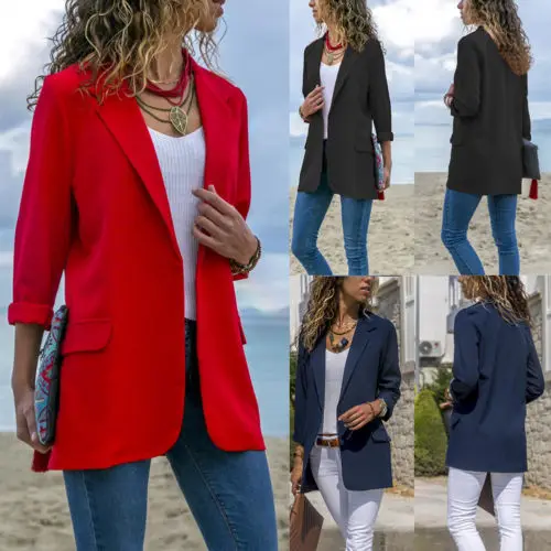 

Fashion Autumn Female Casual Slim Solid Suit Blazer OL Suits Outwear Women Business Solid Blazers New Streetwear