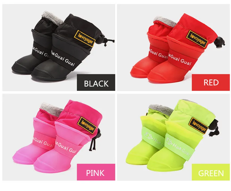 Dog Rain Boots for Small Medium Dogs Waterproof Dog Shoes Winter Warm Puppy Snow Boots Fleece