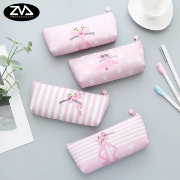 

1x kawaii pencil bag Pink leopard student pencil case school pencil cases for girl stationery canvas pencil bag estojo escolar