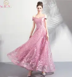 Прогулка рядом с вами розовые платья подружки невесты 2018 новые с открытыми плечами Кружева Милая А-силуэта длинные женские винтажные