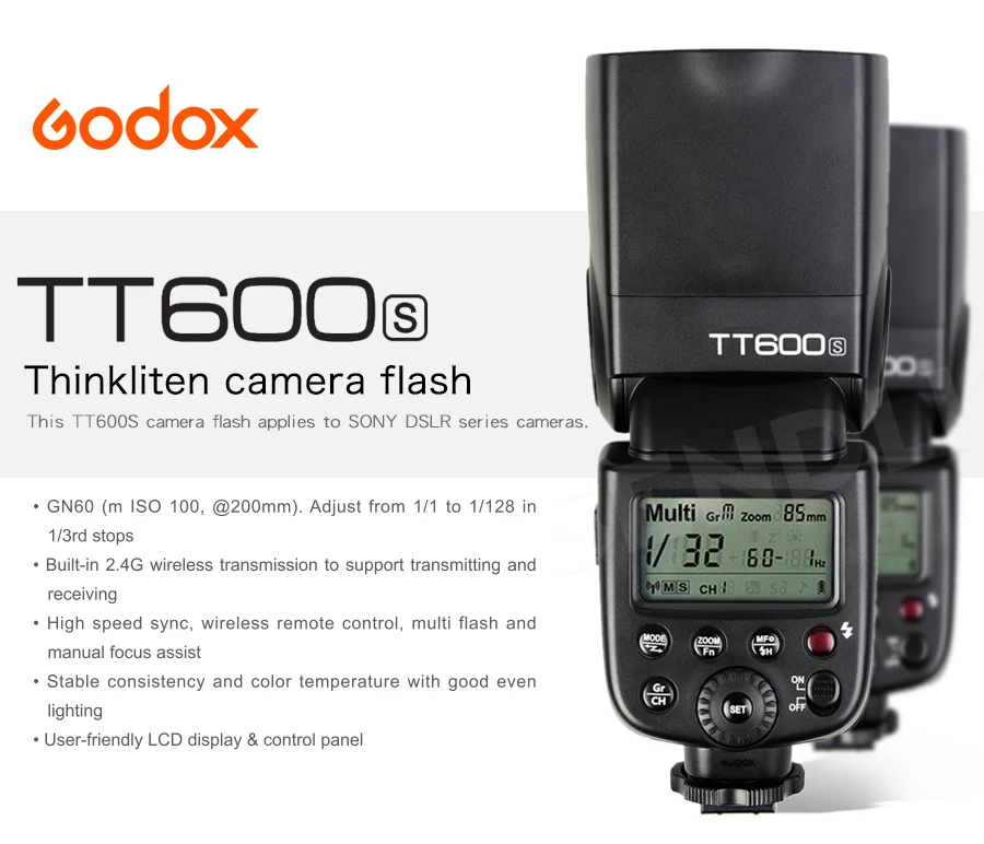 Godox TT600S Flash 2,4G Беспроводная X СИСТЕМА GN60/Высокоскоростная синхронизация 1/8000 s/0,1~ 2,6 s рециркулирующая вспышка для камеры sony A6000