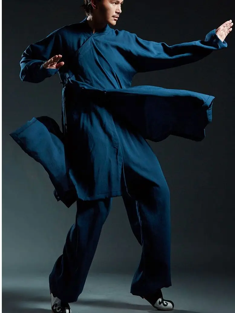 

unisex 3color cotton&linen shaolin monks gown kung fu taoist suits taoism lay uniforms robe wushu martial arts clothing