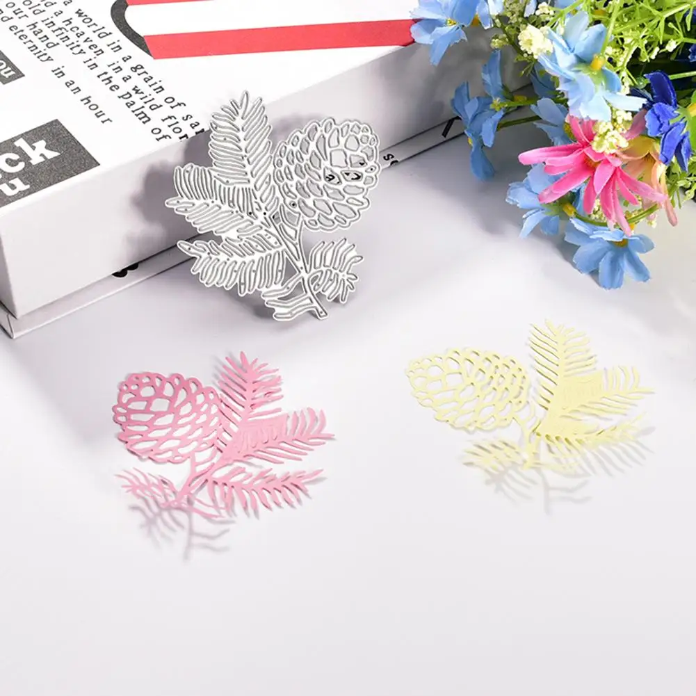 

Pine Cone Leaves Metal Cutting Dies DIY Scrapbook Photo Album Embossing Tool Set