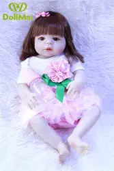 Полный силиконовые возрождается для маленьких девочек куклы 22 "57 см корни волос реального babydoll игрушки подарок bebe Кукла реборн com corpo де