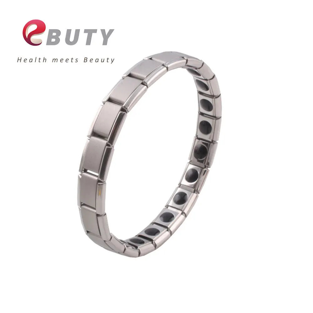 EBUTY квантовый Биоэнергетический браслет из нержавеющей стали с 20 германиевым камнем магнитные ювелирные изделия для здоровья, 2 шт./партия