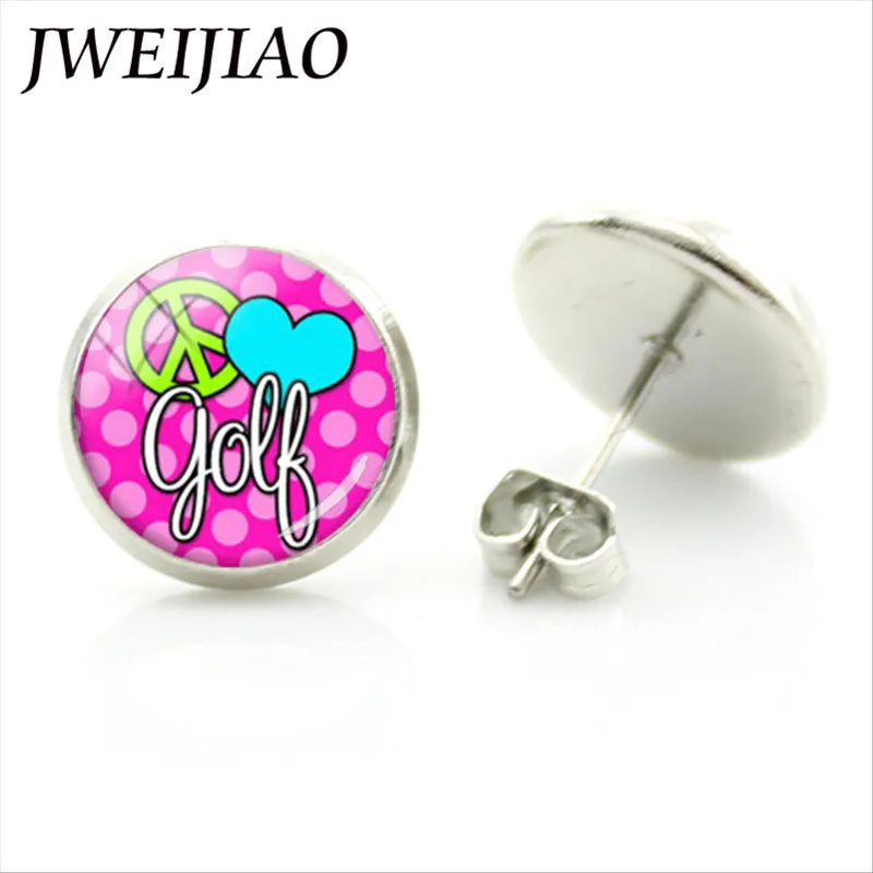 JWEIJIAO 2018 новые модные серьги гвоздики для гольфа I Love повседневные спортивные