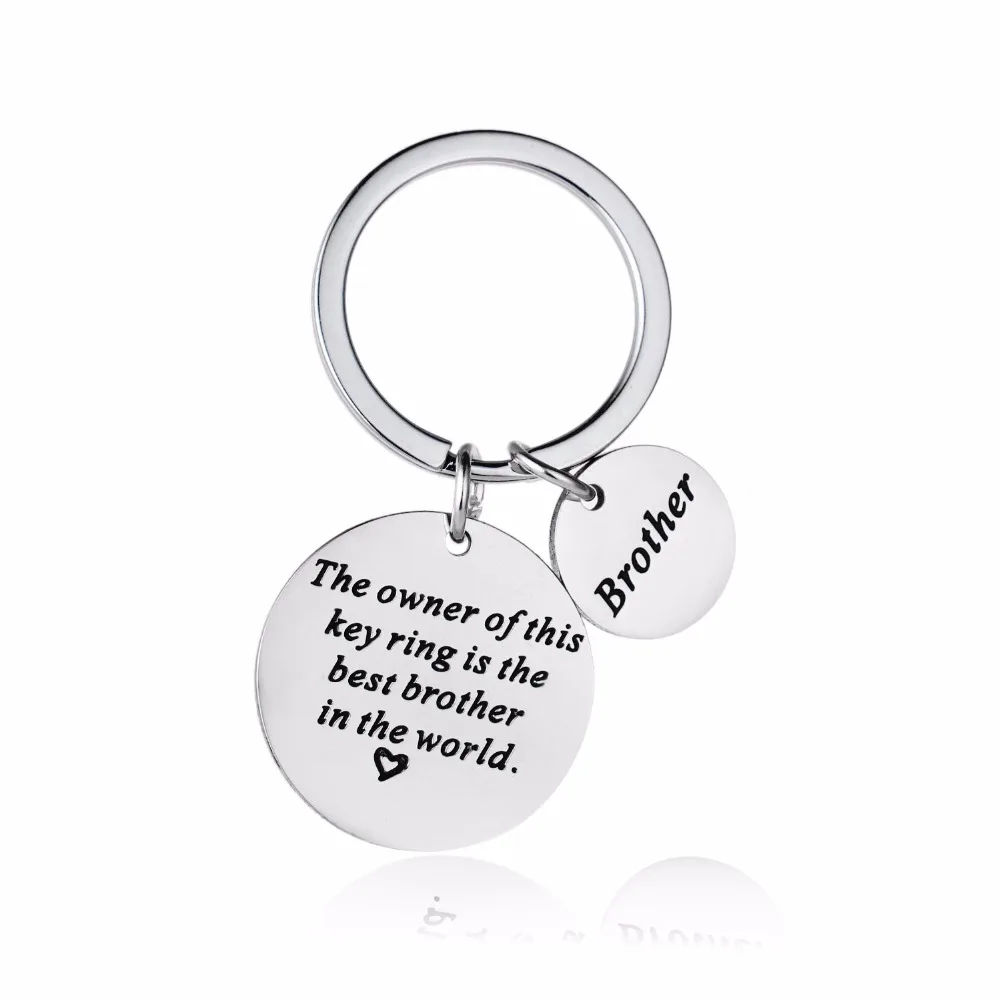 

The Owner Of This Key Ring Is The Best Brother In The World Heart Keychain Stainless Steel Keyring Family Friend Key Chain Gifts