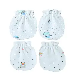 2 пары, модные хлопковые перчатки для новорожденных, мягкие варежки, перчатки для маленьких мальчиков и девочек, защита от царапин, защита