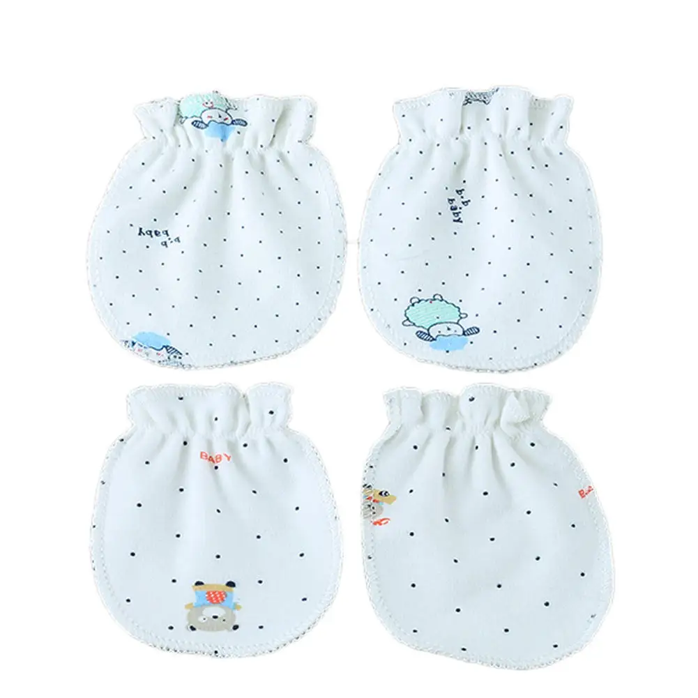 

2 Pairs Fashion Newborn Cotton Gloves Soft Mittens Glove Baby Boys Girls Kids Infant Anti-scratch Hand Guard 0-6 Months