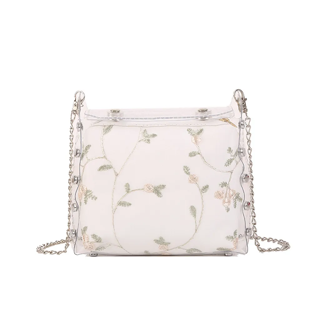 

Women Transparent Lace Chain Bag Joker One Shoulder Crossbody Bag High Quality Casual High Capacity Shopping Bag
