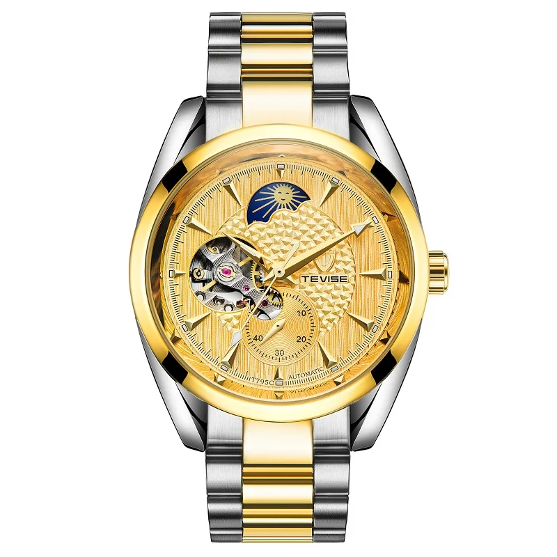 TEVISE Watch Men Moon Phase Mechanical Watches Luminous Automatic Watch Waterproof Steel Fashion Business Wristwatches Male  (29)