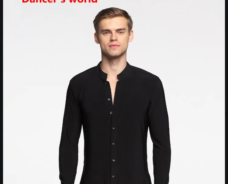 Long Sleeve Button Mens Latin Shirts Dance Top Ballroom Dancewear Latin Dance Costumes Stage Clothing For Men Ballroom Clothes -