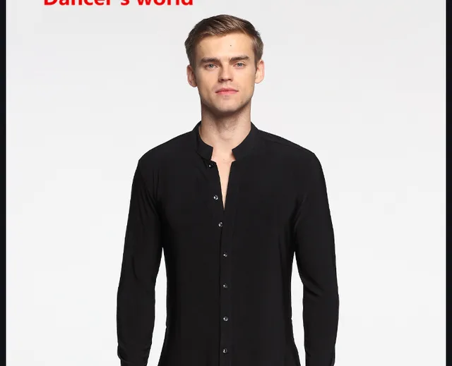 Long Sleeve Button Mens Latin Shirts Dance Top Ballroom Dancewear Latin Dance Costumes Stage Clothing For Men Ballroom Clothes -