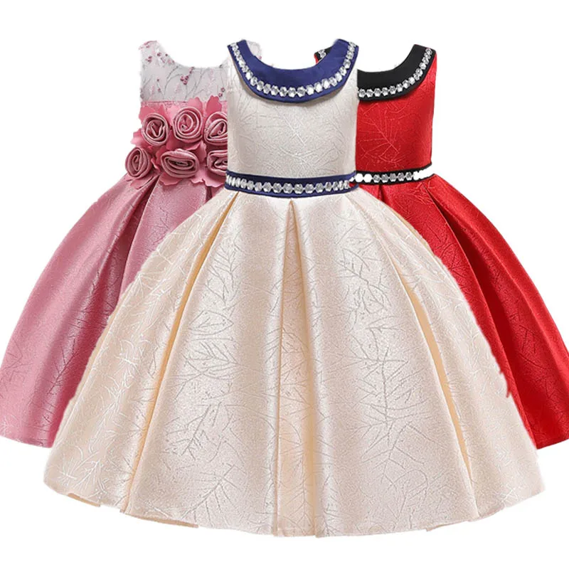 

2019 Children's Satin Pettiskirt Girl Host Flower Girl Wedding Evening Dress Gorgeous Princess Performance Birthday Party Dress