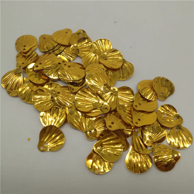 

Deep Gold Paillettes 500Pcs 13mm Shell Shape Loose Sequins Sewing Wedding Handcraft DIY Clothing Garment Decoration Accessory