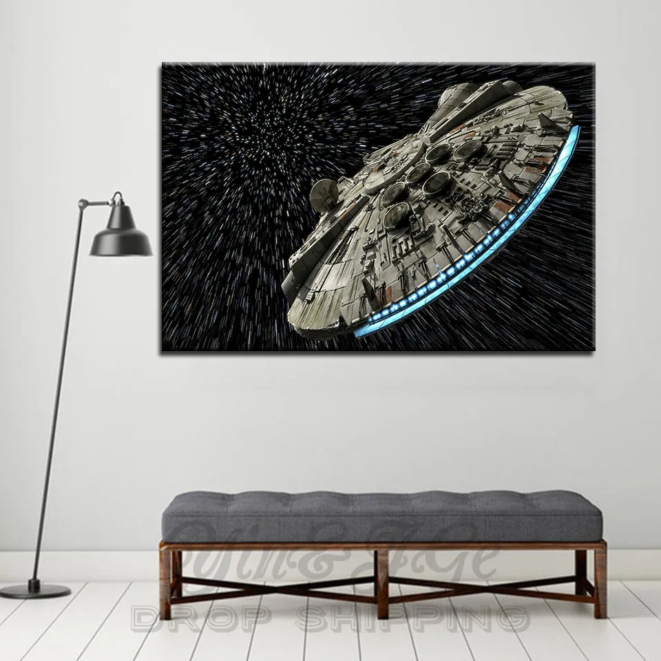 

Wall Decor Art Canvas Painting 1 Pieces Star Wars Destroyer Millennium Falcon Modular Movie Poster Picture Kids Room HD Printed