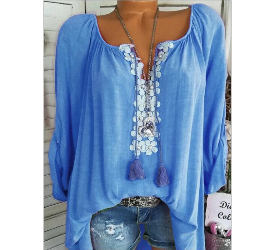 Wonder V-Neck Casual Spring Blouse Shirt Women Plus Size Black Fashion Woman Clothes Solid Women Tops and Blouse Harajuku S-6XL