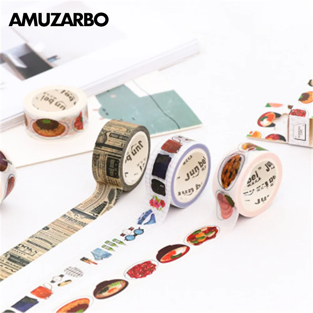 

1 pcs kawaii Washi Tapes DIY Japanese Paper Cartoon Teenage life Masking tape Decorative Adhesive Tapes Scrapbooking Stickers