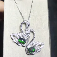 Опал кулон настоящий и натуральный черный опал 925 серебро 4*6 мм 0.3ct* 2 шт драгоценный камень лебедь стиль# XY18061609