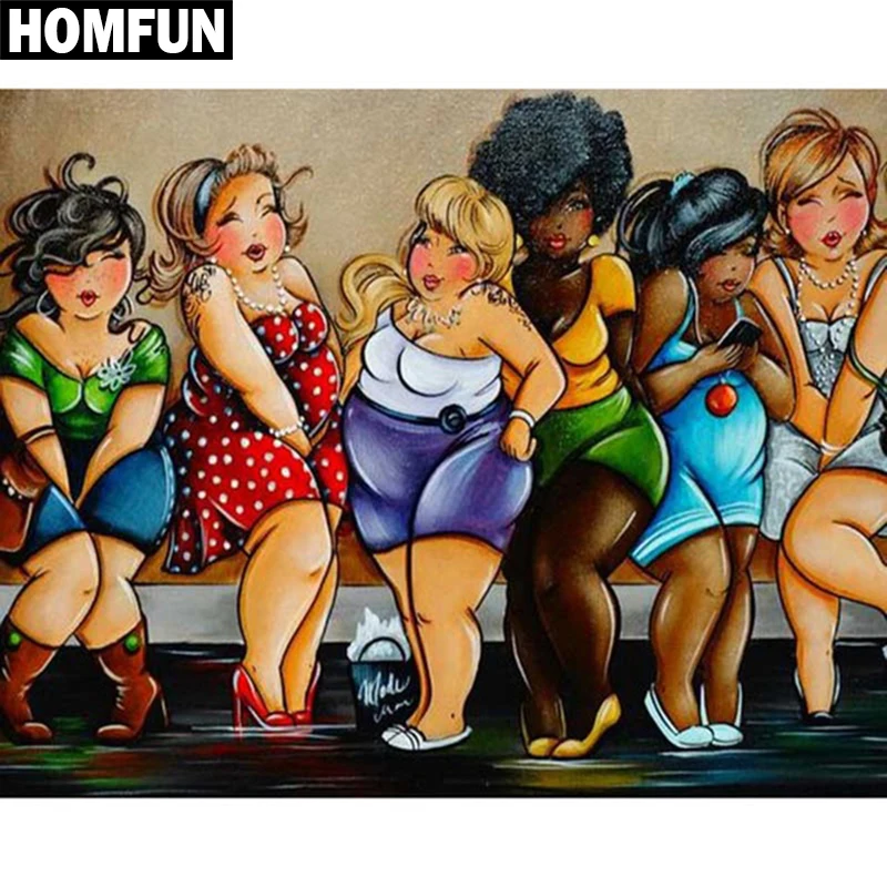 Картина из страз HOMFUN мультяшная женщина алмазная 5D Вышивка смолы сделай сам