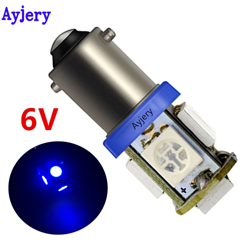 

AYJERY 6V-6.3V 10Pcs BA9S 5050 5 SMD LED Bulbs Car Light Sourcing Reading Clearance Light White Blue Red Green Amber Tail Light