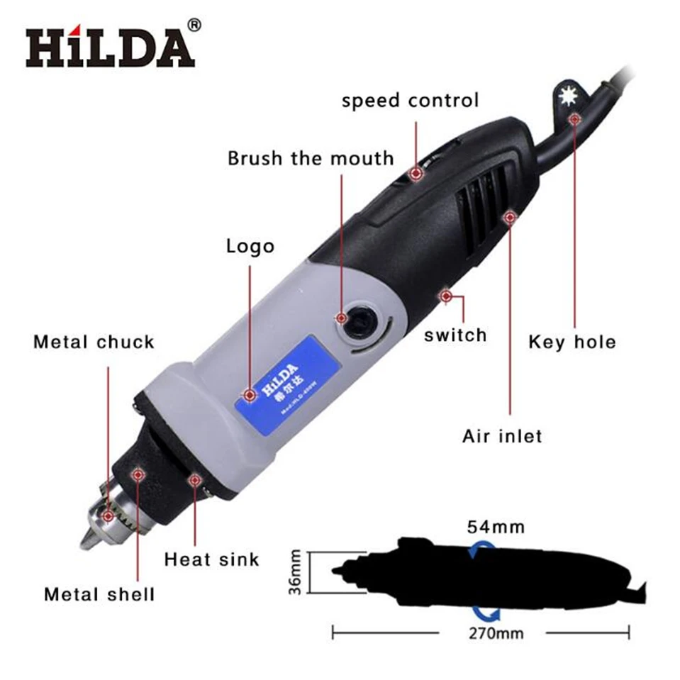 HILDA 400W200V Мини электрическая дрель для Dremel с 6 позициями переменной скорости Dremel стиль вращающиеся Инструменты Мини шлифовальные электроинструменты