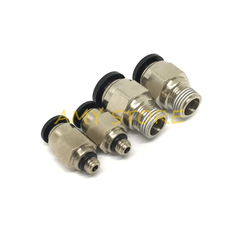 

1Pc Blcak PC6-M5 1/8" 1/4" 3/8'' 1/2"BSP Thread Male Straight Pneumatic For 6mm OD Air Hose Tube Push In Quick Connector Fitting
