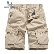 Новые летние Брендовые мужские шорты сплошной цвет повседневные свободные шорты мужские s Мода Мульти-карман мужские шорты Карго короткие брюки